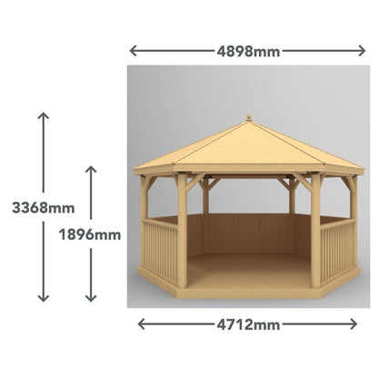 4.7m Premium Hexagonal Wooden Garden Gazebo with Thatched Roof – Furnished
