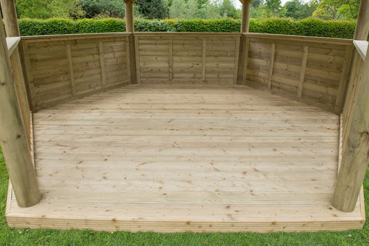 4.7m Premium Hexagonal Wooden Garden Gazebo with Cedar Roof