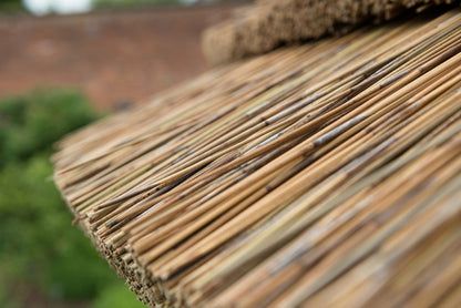 4m Premium Hexagonal Wooden Garden Gazebo with Thatched Roof – With Lining