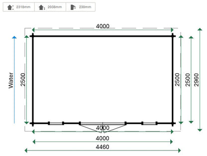 Lugarde Helsinki 44mm Log Cabin 4m x 2.5m
