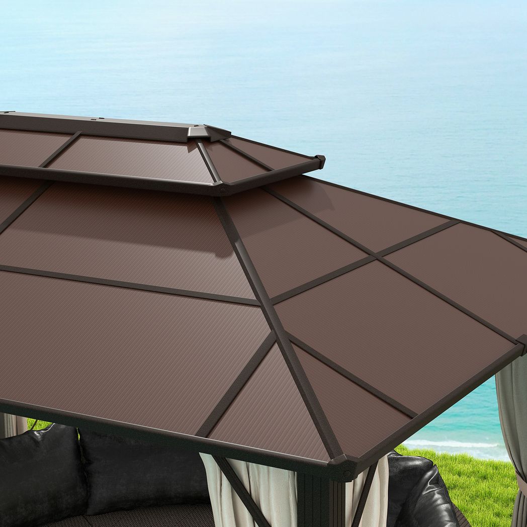Outsunny 3x4m Polycarbonate Hardtop Gazebo with Aluminium Frame