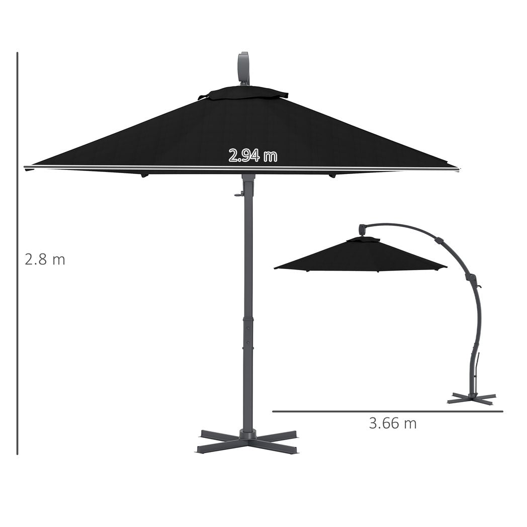 Outsunny 3(m) Garden Cantilever Parasol with Crank Aluminium Frame