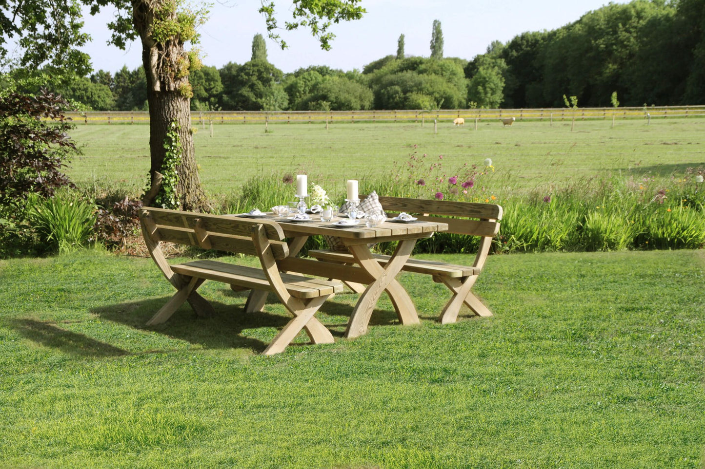 Harriet Table & 2 Bench Set