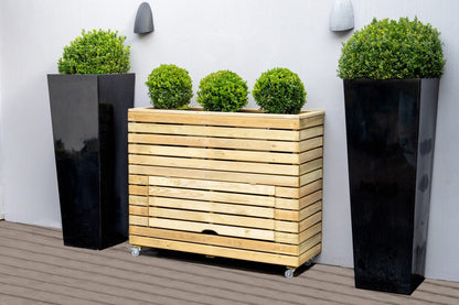 Linear Planter - Tall with Storage with Wheels