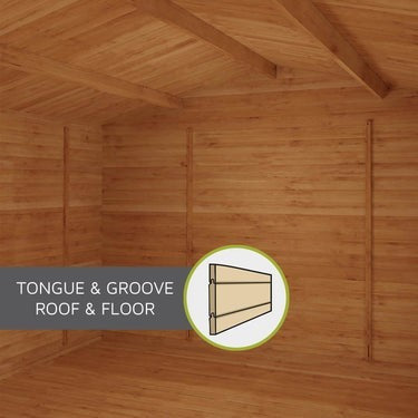 Mercia 4.1m x 3m Studio Pent Log Cabin With Side Shed - 34mm