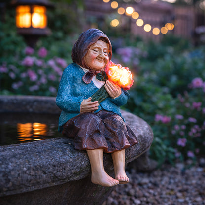 Grandmother Solar Garden Ornament – Light Up Outdoor Garden Statue