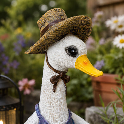 Solar Duck Garden Ornament with LED Lantern