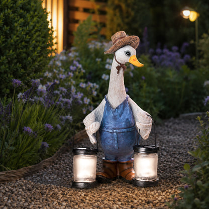 Solar Duck Garden Ornament with LED Lantern
