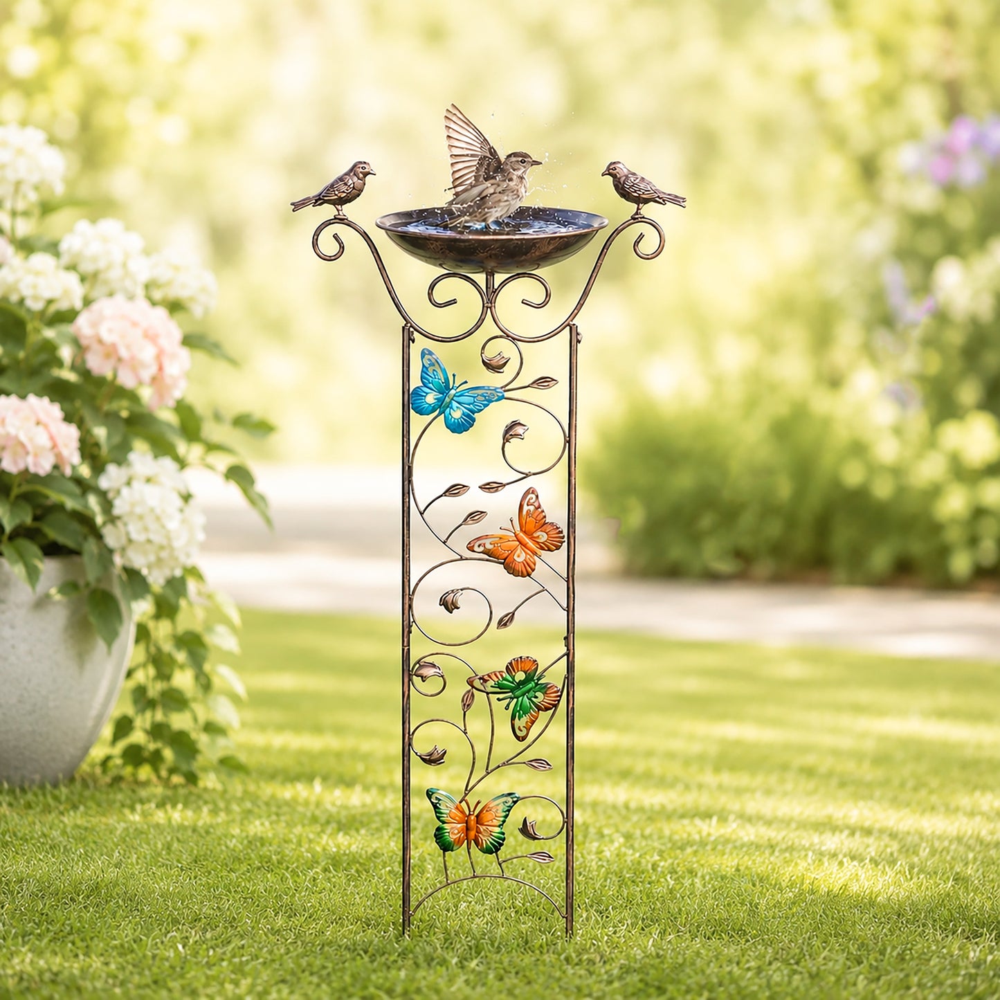 Bronze Effect Bird Bath Garden Trellis – Weatherproof Outdoor Bird Feeder - Taylors Garden Buildings (view 8)
