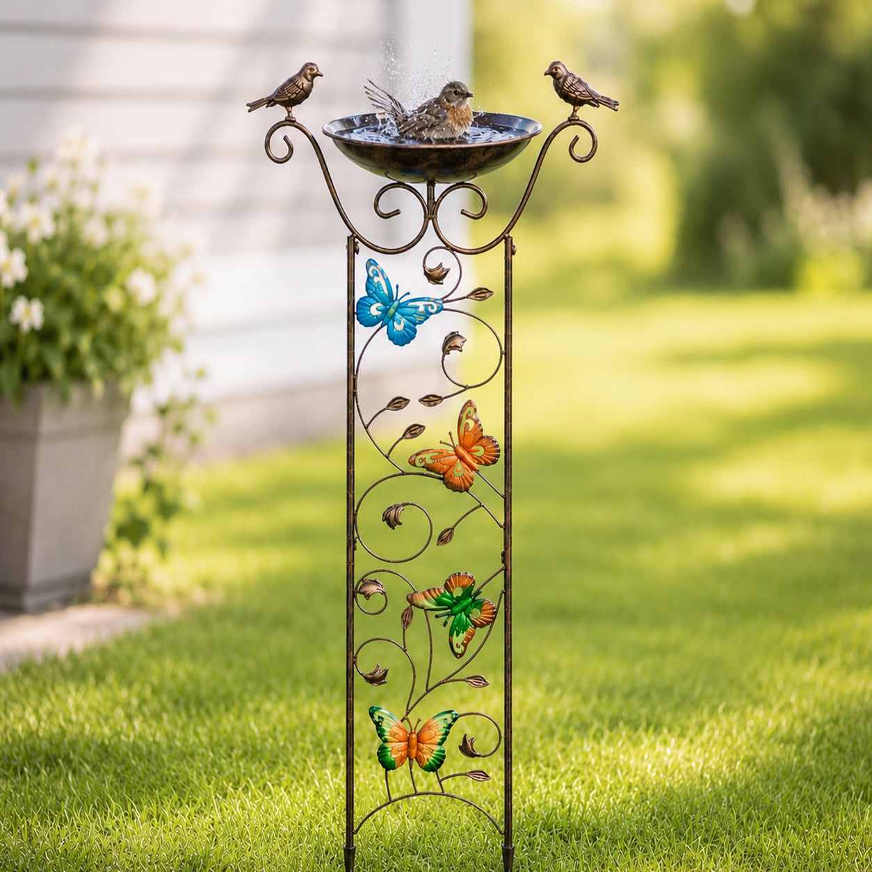 Bronze Effect Bird Bath Garden Trellis – Weatherproof Outdoor Bird Feeder - Taylors Garden Buildings (view 5)
