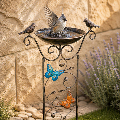Bronze Effect Butterfly Garden Bird Bath and Bird Feeder