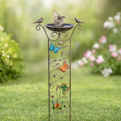 Bronze Effect Butterfly Garden Bird Bath and Bird Feeder