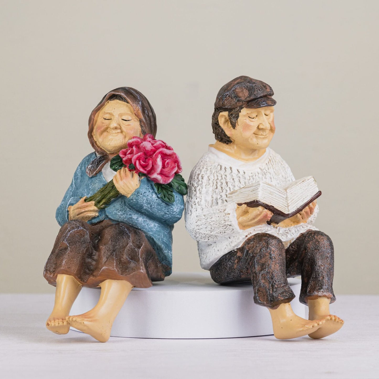 Grandmother & Grandfather Solar Garden Ornament Set