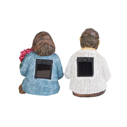 Grandmother & Grandfather Solar Garden Ornament Set