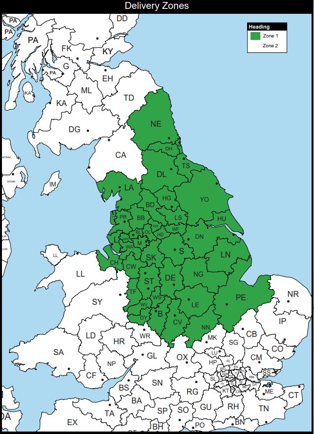Metro Delivery Zone Area Map