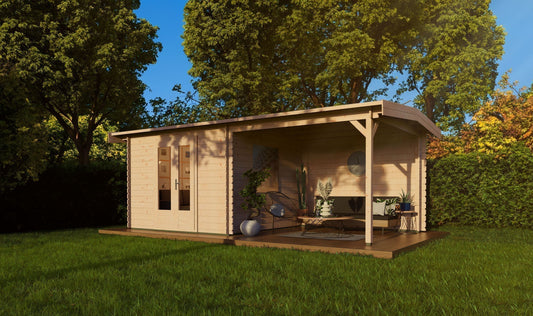 Apex 3m x 6m Log Cabin with Canopy