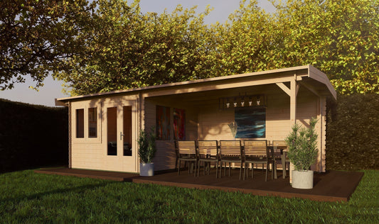 Apex 3m x 6m Log Cabin with Canopy