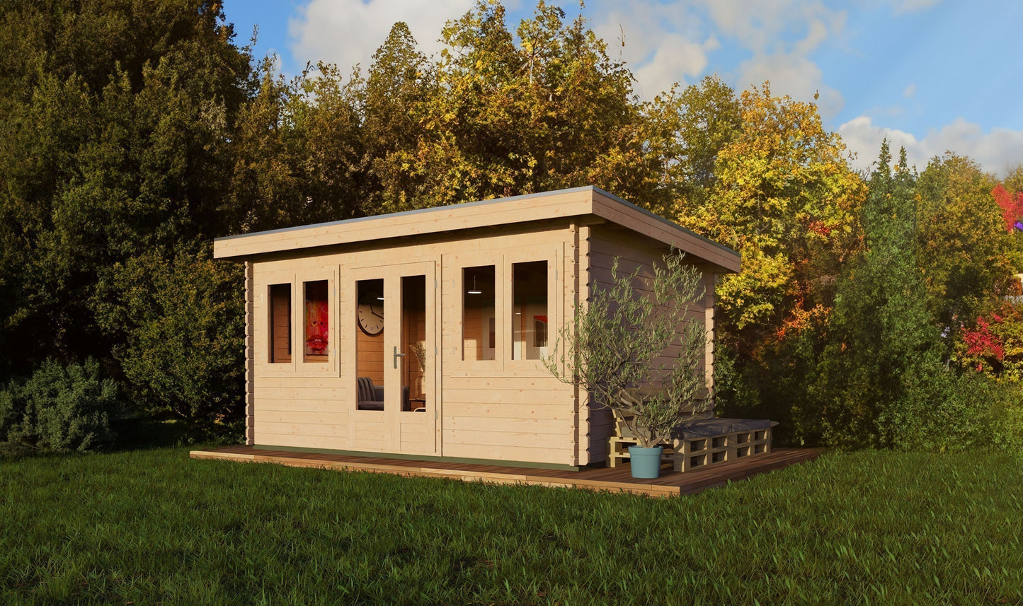 Pent 3m x 4.5m Log Cabin