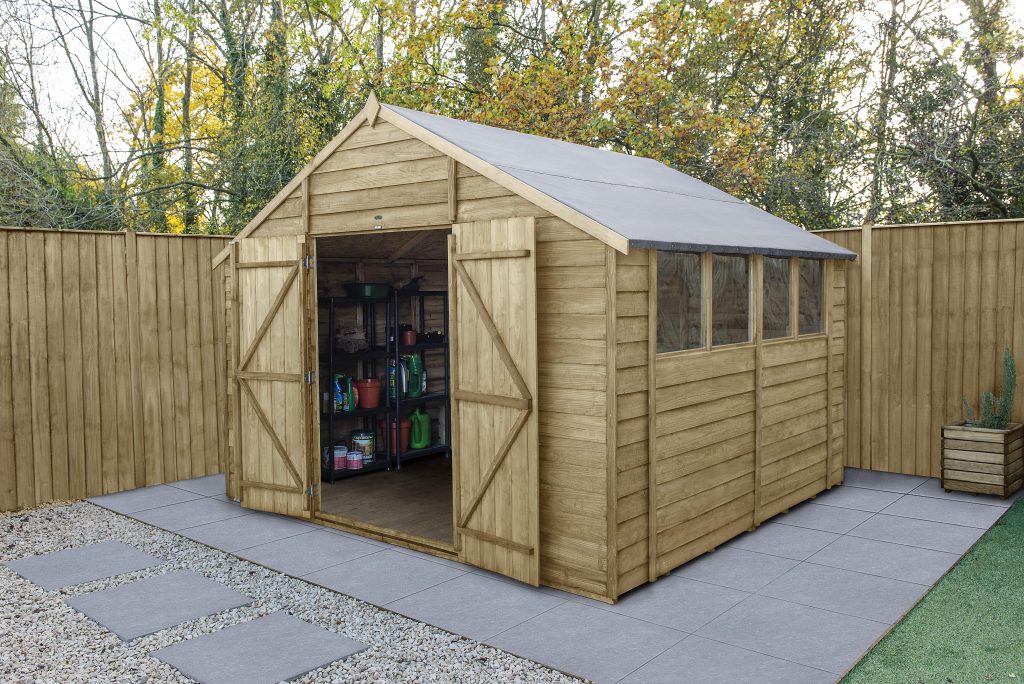 Overlap Pressure Treated 10×10 Apex Shed – Double Door