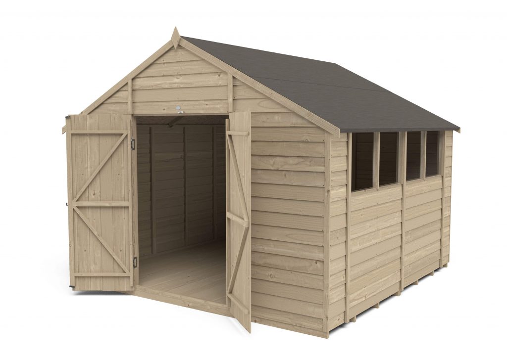 Overlap Pressure Treated 10×10 Apex Shed – Double Door