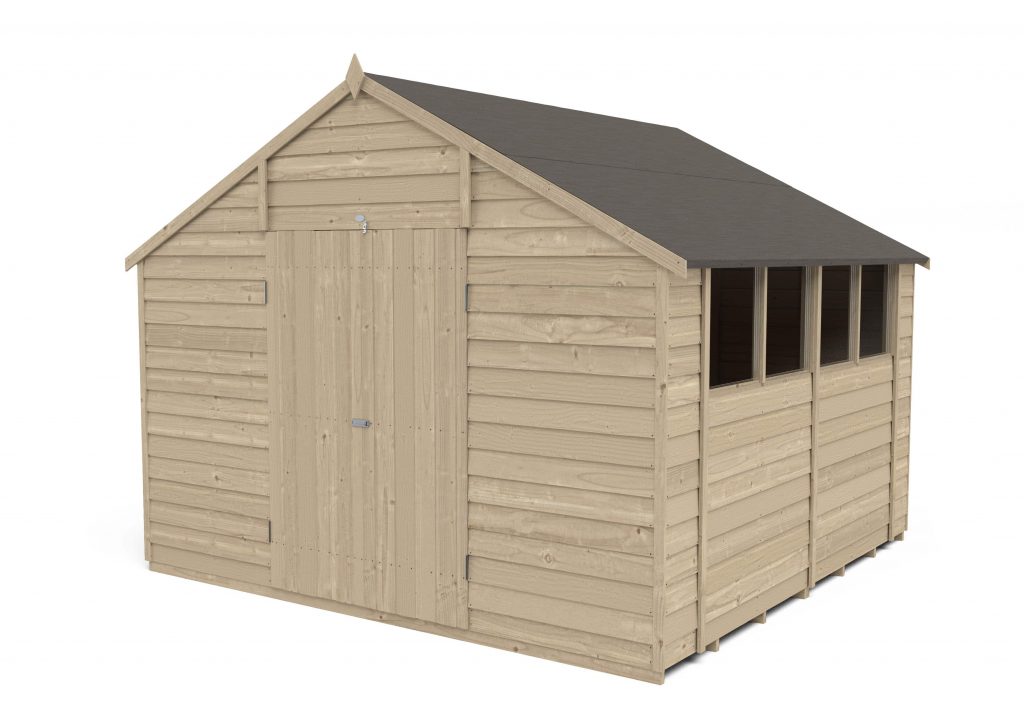 Overlap Pressure Treated 10×10 Apex Shed – Double Door
