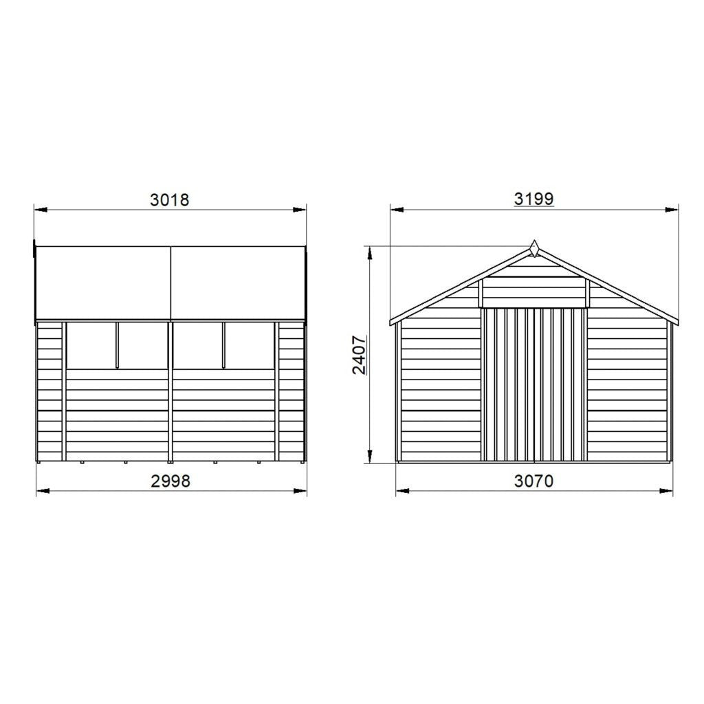 Overlap Pressure Treated 10×10 Apex Shed – Double Door