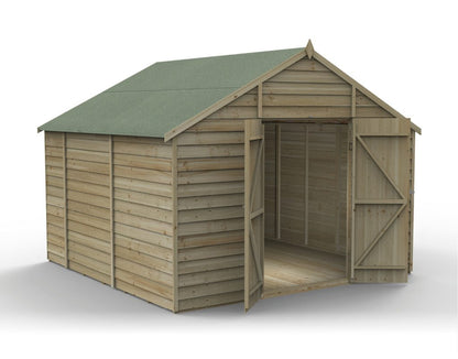 Overlap Pressure Treated 10x10 Apex Shed - No Window, Double Door