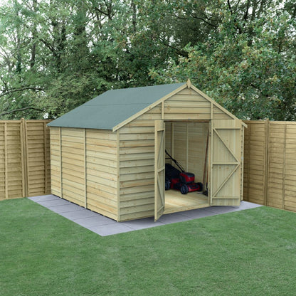 Overlap Pressure Treated 10x10 Apex Shed - No Window, Double Door