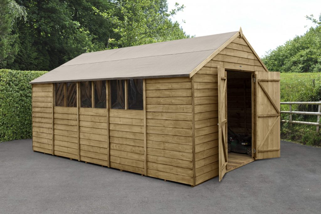 Overlap Pressure Treated 10×15 Apex Shed – Double Door