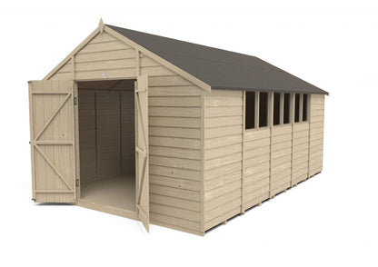Overlap Pressure Treated 10×15 Apex Shed – Double Door