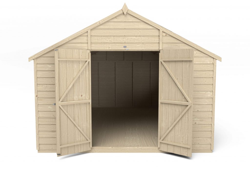 Overlap Pressure Treated 10×15 Apex Shed – Double Door