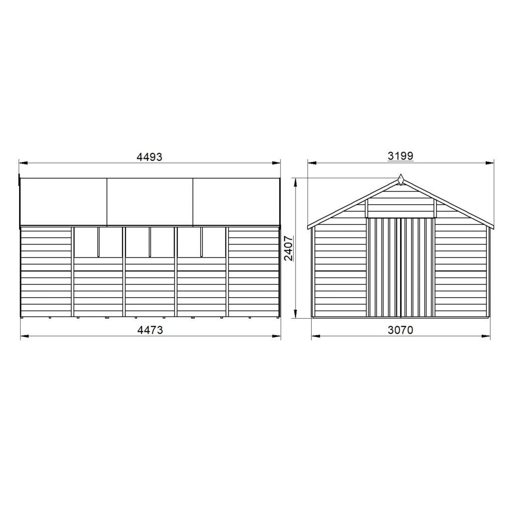 Overlap Pressure Treated 10×15 Apex Shed – Double Door