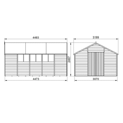 Overlap Pressure Treated 10×15 Apex Shed – Double Door
