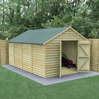 Overlap Pressure Treated 10x15 Apex Shed - No Window, Double Door