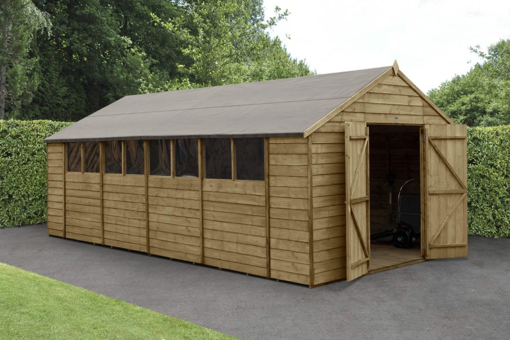 Overlap Pressure Treated 10×20 Apex Shed – Double Door