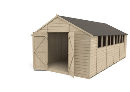 Overlap Pressure Treated 10×20 Apex Shed – Double Door