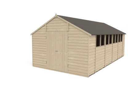 Overlap Pressure Treated 10×20 Apex Shed – Double Door