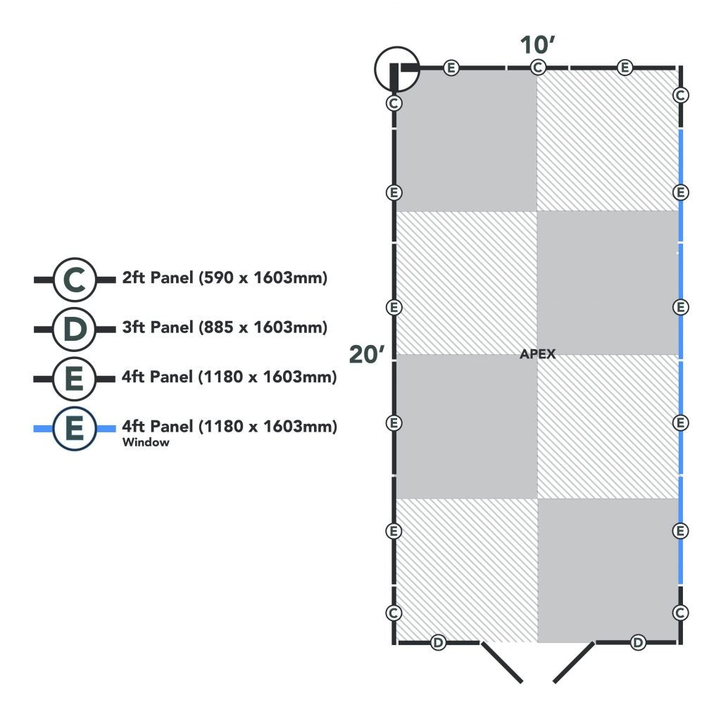 Overlap Pressure Treated 10×20 Apex Shed – Double Door