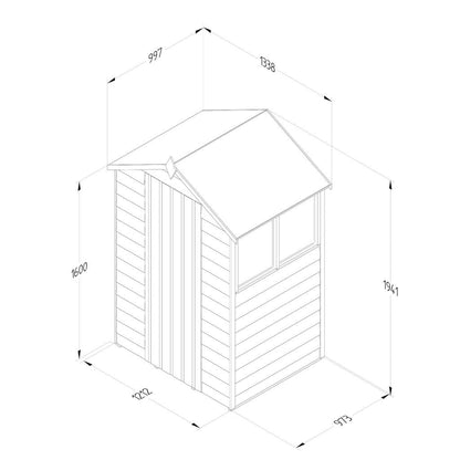 Overlap Pressure Treated 4x3 Apex Shed