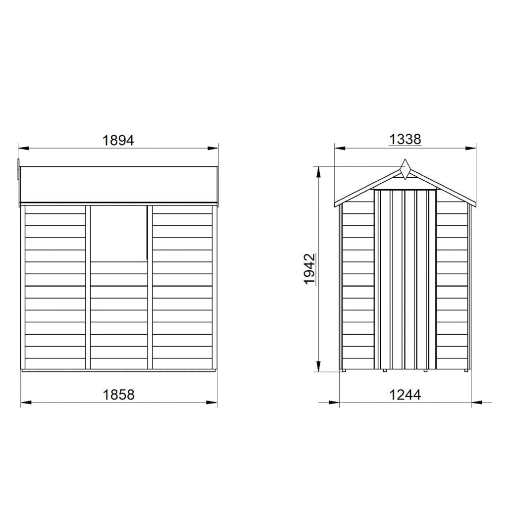 Overlap Pressure Treated 6×4 Apex Shed