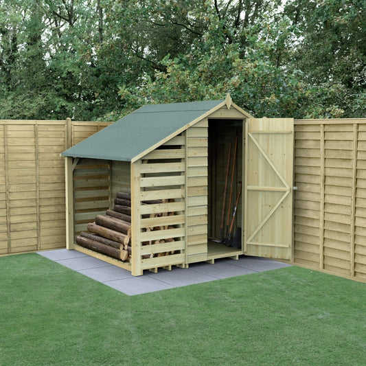 Overlap Pressure Treated 4x6 Apex Shed No Window with Lean to