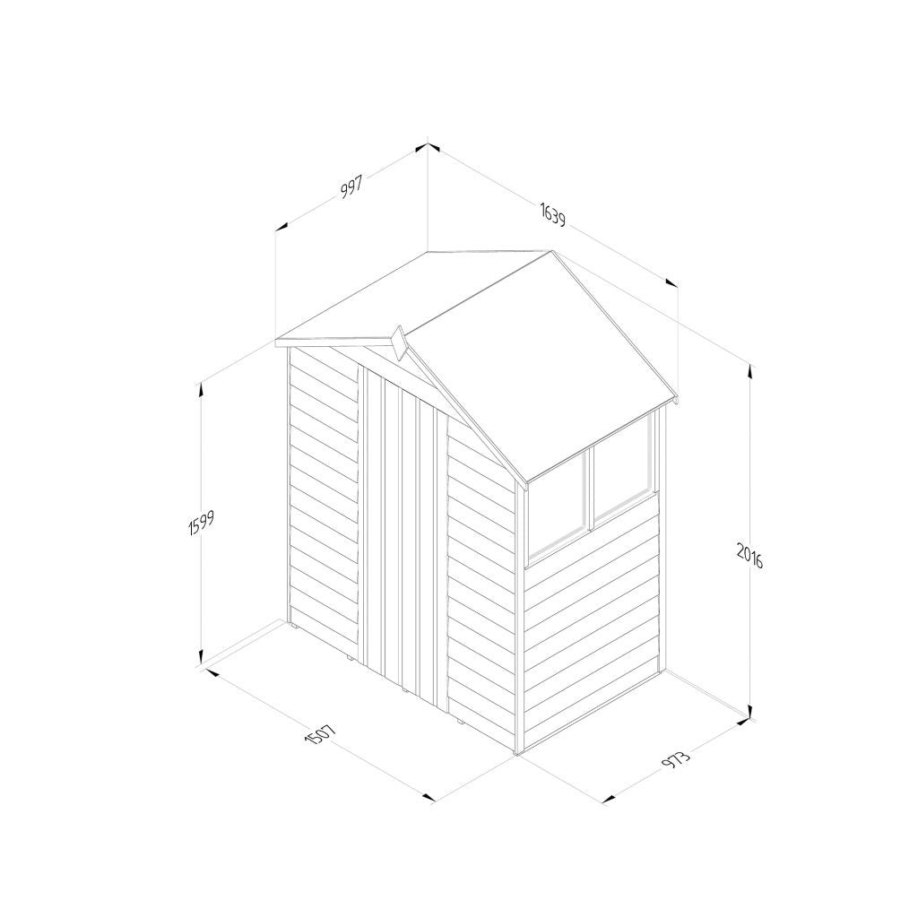 Overlap Pressure Treated 5x3 Apex Shed