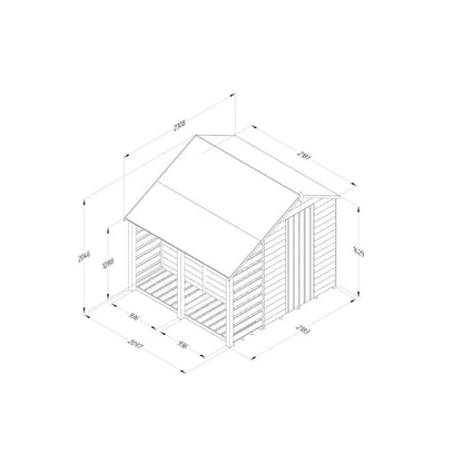 Overlap Pressure Treated 5x7 Apex Shed No Window with Lean to