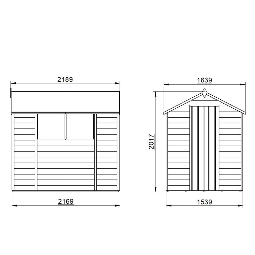 Overlap Pressure Treated 7×5 Apex Shed