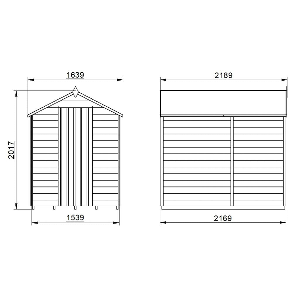 Overlap Pressure Treated 7×5 Apex Shed – No Window