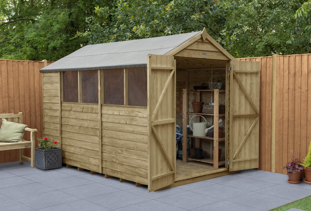 Overlap Pressure Treated 10×6 Apex Shed – Double Door