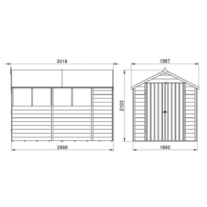 Overlap Pressure Treated 10×6 Apex Shed – Double Door