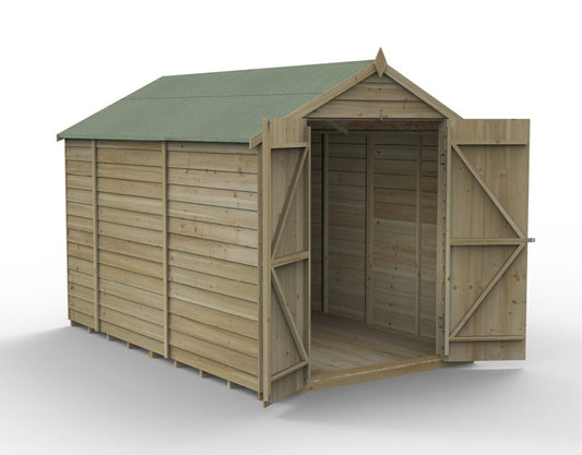 Overlap Pressure Treated 6x10 Apex Shed - No Window, Double Door