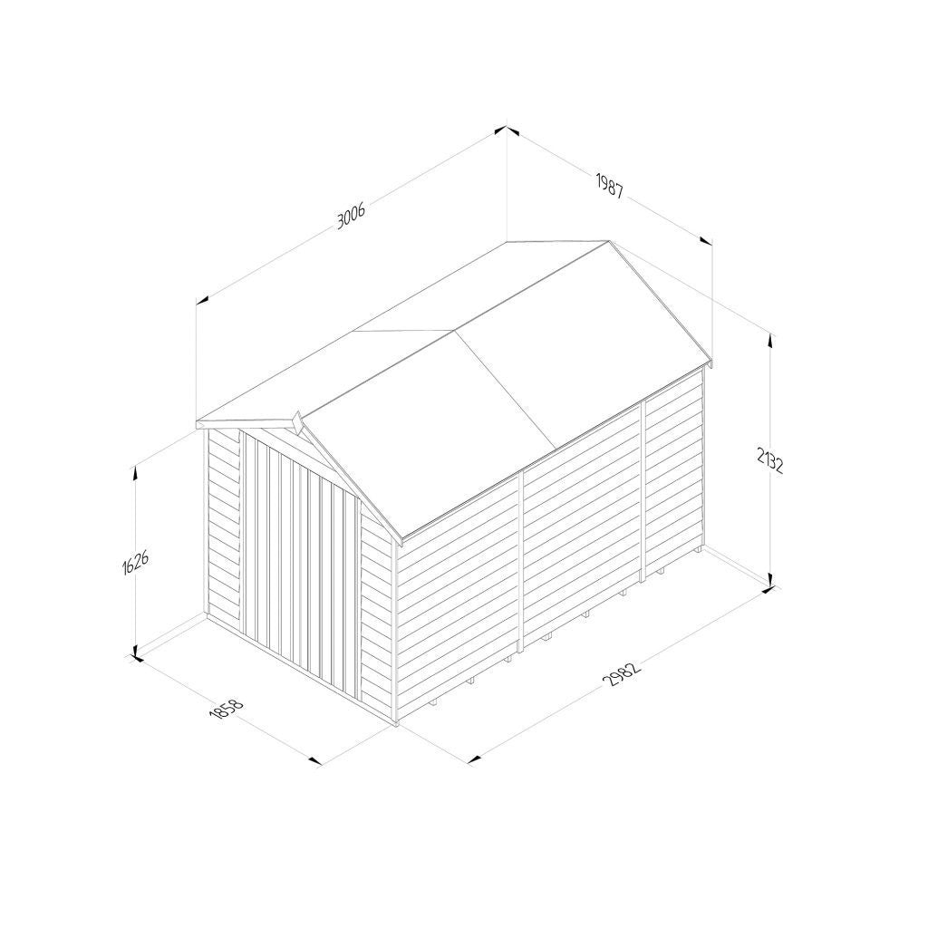 Overlap Pressure Treated 6x10 Apex Shed - No Window, Double Door