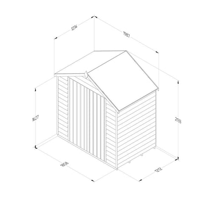 Overlap Pressure Treated 6x4 Apex Shed - No Window, Double Door